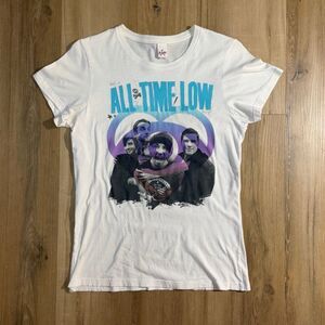 All Time Low Y2K Group Photo White Shirt Sz S Pop Punk Emo Revival Warped Tour